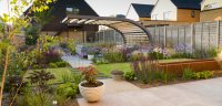 Curved steel pergola